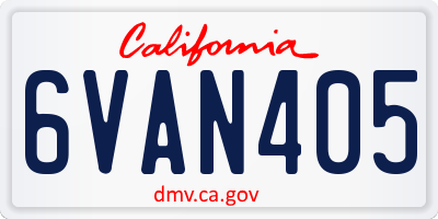 CA license plate 6VAN405