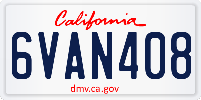 CA license plate 6VAN408