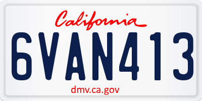 CA license plate 6VAN413