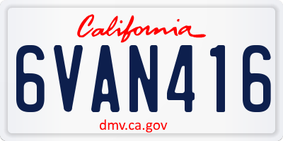 CA license plate 6VAN416