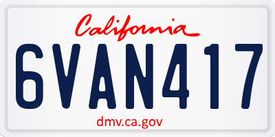CA license plate 6VAN417