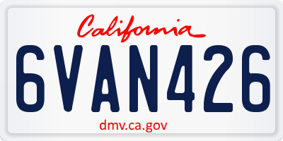 CA license plate 6VAN426