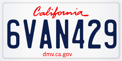CA license plate 6VAN429