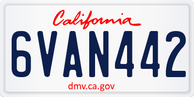 CA license plate 6VAN442