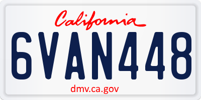 CA license plate 6VAN448