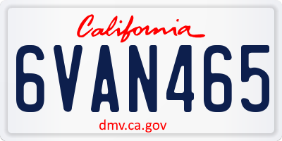 CA license plate 6VAN465