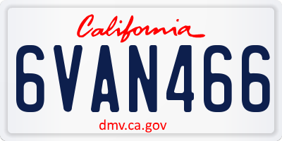 CA license plate 6VAN466