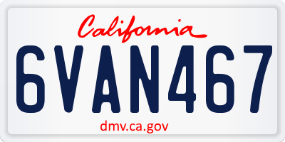CA license plate 6VAN467