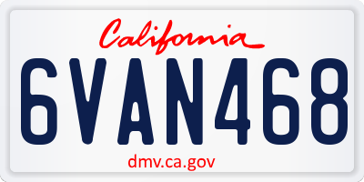 CA license plate 6VAN468