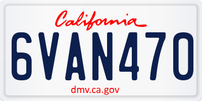 CA license plate 6VAN470