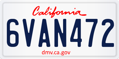 CA license plate 6VAN472