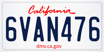 CA license plate 6VAN476