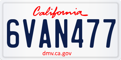 CA license plate 6VAN477