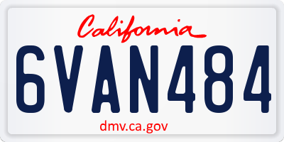 CA license plate 6VAN484