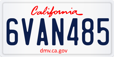 CA license plate 6VAN485