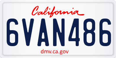 CA license plate 6VAN486