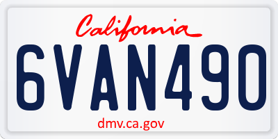 CA license plate 6VAN490