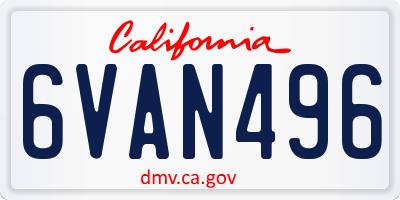 CA license plate 6VAN496