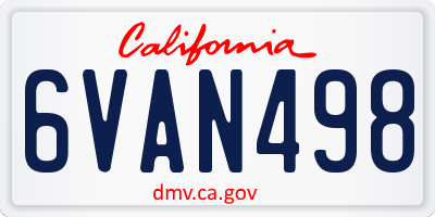 CA license plate 6VAN498