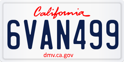 CA license plate 6VAN499