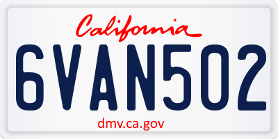 CA license plate 6VAN502