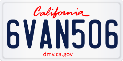 CA license plate 6VAN506
