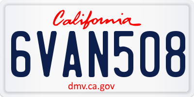 CA license plate 6VAN508