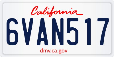CA license plate 6VAN517