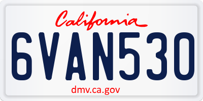 CA license plate 6VAN530
