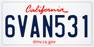 CA license plate 6VAN531