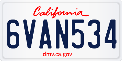 CA license plate 6VAN534