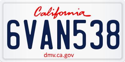 CA license plate 6VAN538