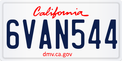 CA license plate 6VAN544