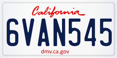 CA license plate 6VAN545