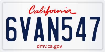 CA license plate 6VAN547