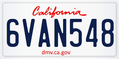 CA license plate 6VAN548