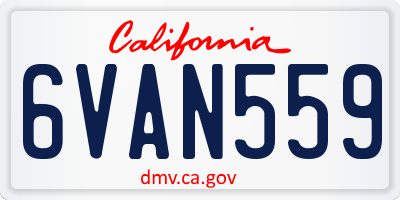CA license plate 6VAN559