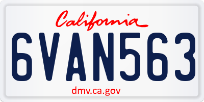 CA license plate 6VAN563