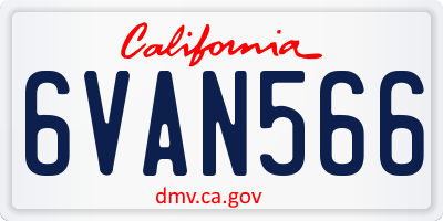 CA license plate 6VAN566