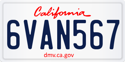 CA license plate 6VAN567