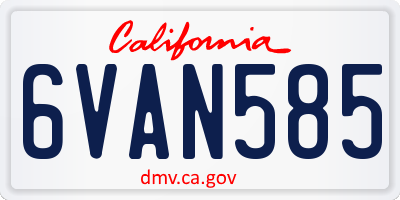 CA license plate 6VAN585