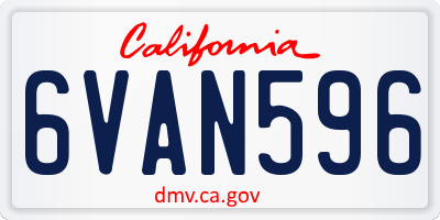 CA license plate 6VAN596