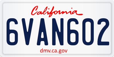 CA license plate 6VAN602