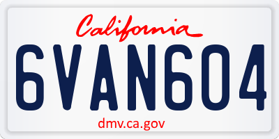 CA license plate 6VAN604