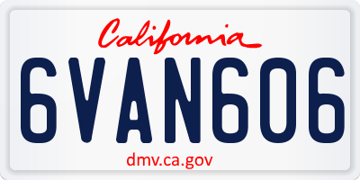 CA license plate 6VAN606