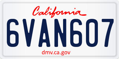 CA license plate 6VAN607