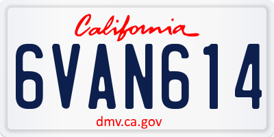 CA license plate 6VAN614