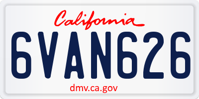 CA license plate 6VAN626