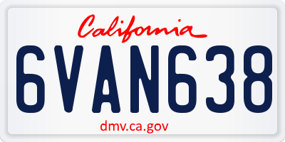 CA license plate 6VAN638