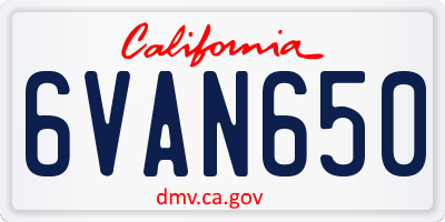 CA license plate 6VAN650